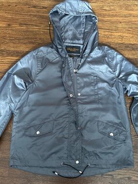 Bella Donna Hooded Windbreaker Jacket in Steel Blue